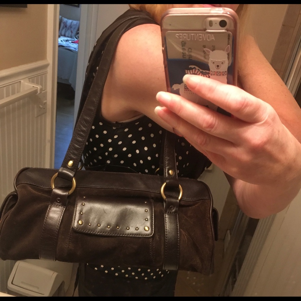 Donald J Pliner suede & leather brown purse